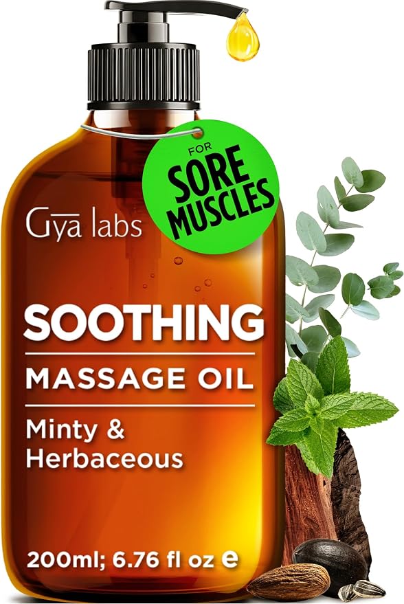 Gya Labs Soothing Massage Oil - 6.76 Fl Oz - Eases Tension and Comforts Tired Muscles for Relaxation, Soothing Massage Oil Hydrates Skin - Non-Greasy Formula, Non-GMO and Cruelty-Free