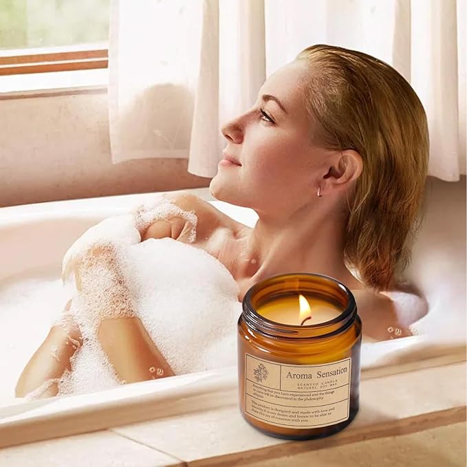 Organic Coconut Vanilla Candles - Non Toxic Soy Candles for Home, Stress Relief & Meditation (7oz)