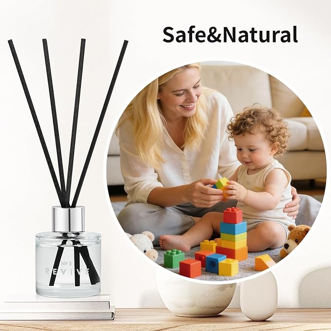 3 Pack Fragrance Reed Diffuser, 50ML Lavender Jasmine Lemongrass Aromatherapy Diffuser Set with 12 Black Fiber Sticks,Air Freshener for Bedroom Bathroom Office, 8.2X 6.6X 2.1 inch