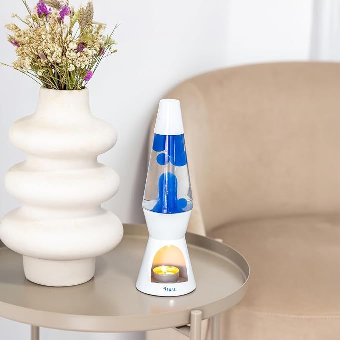 Fisura - Magma lamp with Candle for Adults Without Electricity. Candle lamp, Friendly with the Nature Lamps. Original Gift. 11.4 in x 3.3 in (Candles not Included) (Blue)