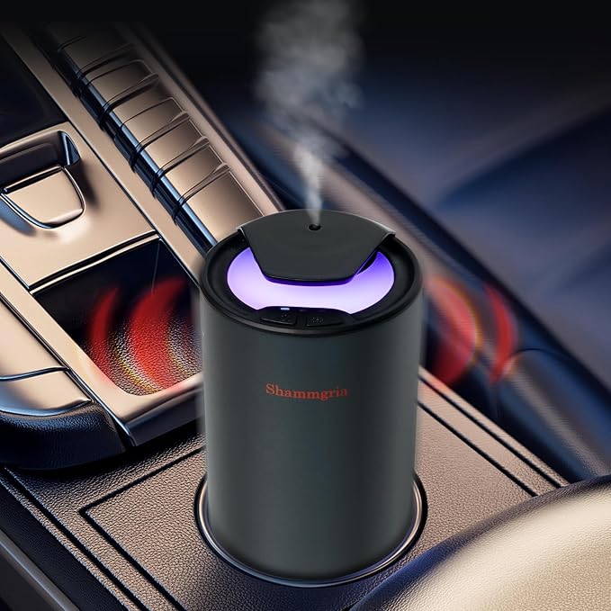 Car Air Diffuser Essential Oil Aromatherapy Scent Diffuser with 3 Mist Levels & LED Lights for Car, Room, Studio, Office- Black