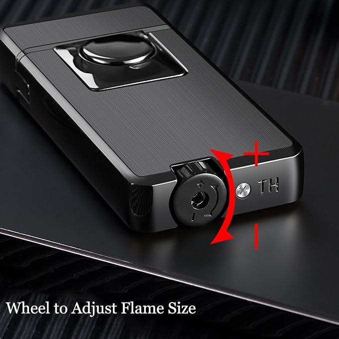 Jet Torch Dual Flame Lighter with Windproof Butane Gas, Adjustable Soft & Jet Flame, Refillable for Indoor/Outdoor - Black