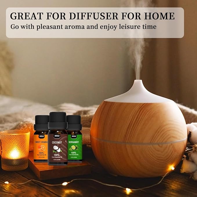 Fruity Essential Oils for Diffuser for Home,Diffuser Oils for Candle Making, Laundry,Humidifier,Aromatherapy Oils Scents,6 * 10ML