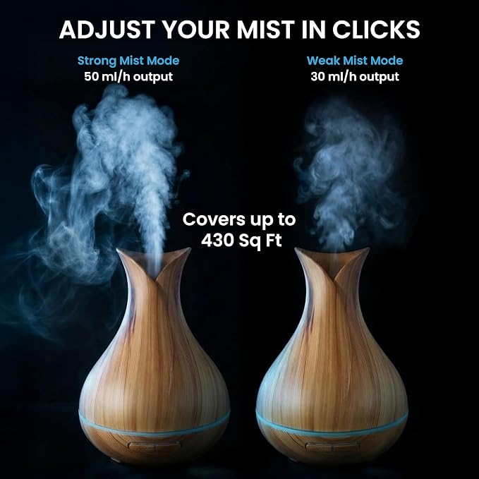 Sierra Modern Home Smart WiFi Humidifier - Aromatherapy Essential Oil Diffusers with App Control & Voice Control - Works with Alexa & Google Home - 400ml Ultrasonic Diffuser & Humidifier - Light Brown
