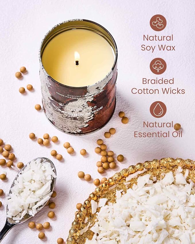 M&SENSE Saffron Suede Scented Candle, 11.3 oz | Spring Candle, Natural Non Toxic, Aromatherapy for Stress Relief Meditation, Christmas Decor, Housewarming Gifts for Women