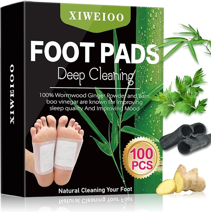 100 Pack Foot Pads, Ginger Bamboo Charcoal Foot Care kit Patch, Natural Cleansing, best Sleeping, Suitable for Daily Relaxation Foot Paches Relieve Stress, Improve Sleep