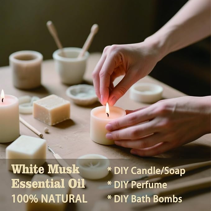 White Musk Essential Oil, White Musk Oil for Diffuser, Humidifier, Massage, DIY Candle, Soap, Skin Care, Yoga, Gift Ready,White Musk Fragrance Oil - MLYNKL Essential Oils (4.33 fl oz / 130ml)