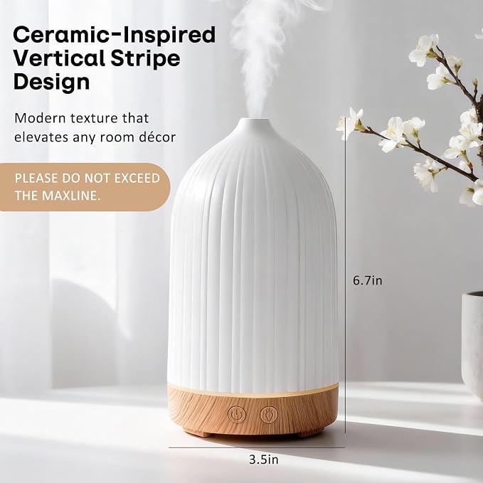 100ML Essential Oil Diffuser, Ultrasonic Cool Mist Aromatherapy Diffuser with Timer & 8-Color LED Light, Continuous & Intermittent Mist Modes, Auto-Off, Quiet Diffusers for Home Office Yoga