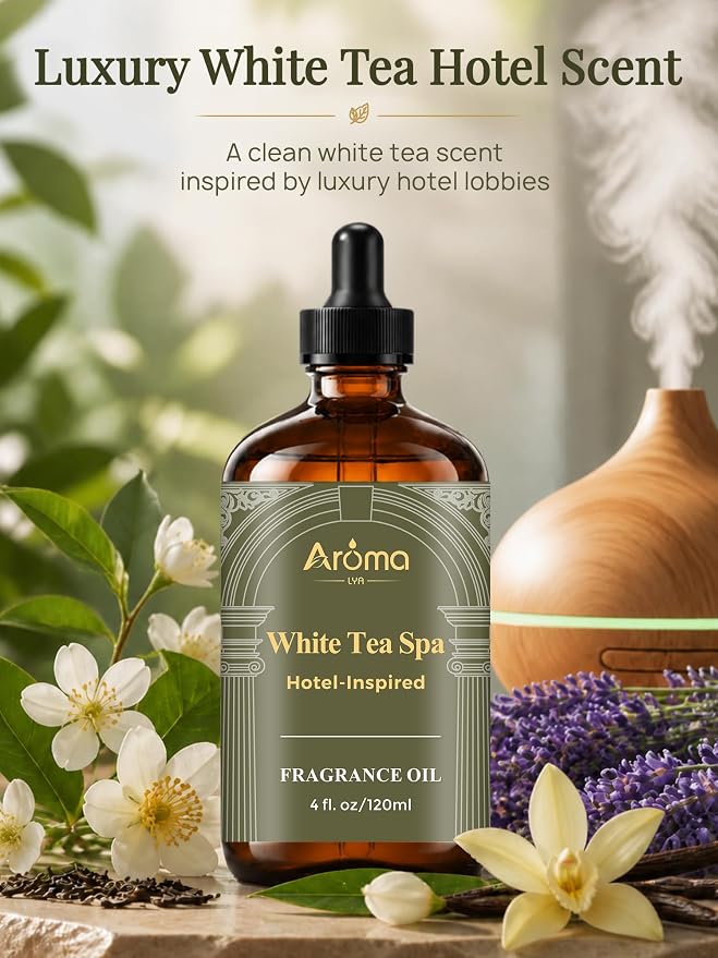 White Tea Spa Fragrance Oil for Ultrasonic and Waterless Diffusers | Hotel-Inspired Diffuser Oil for Home