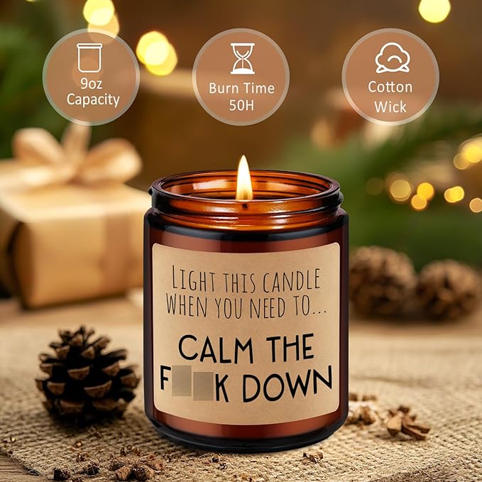 Miracu Calming Candle, Stress Relief Gifts for Women, Relaxing Gifts for Men, People - Anxiety Relief Items - Fathers Day, Calm Down, Birthday Funny Aromatherapy Candles for Women Friend Coworker Mom