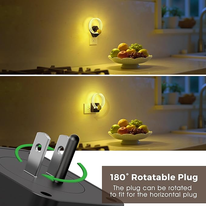 L LOHAS LED Night Lights Plug into Wall, Changing RGB Night Light with Dusk to Dawn Sensor, 180° Rotatable Acrylic Nightlight Plug in Wall for Halloween, Christmas, Holiday, Hallway[2 Pack]