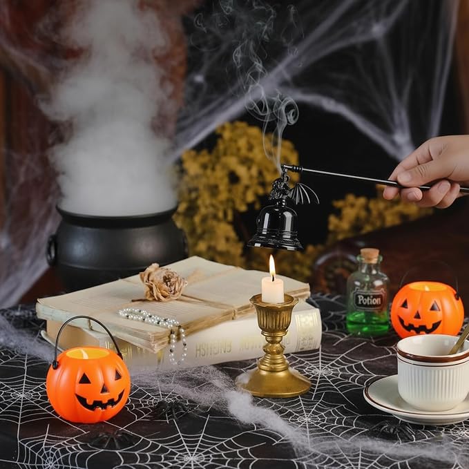 Candle Snuffer Accessory for Putting Out Extinguish Candle Wicks Flame Safely， Skull Candle Snuffers Accessory for Candle Lovers Suitable (Black)