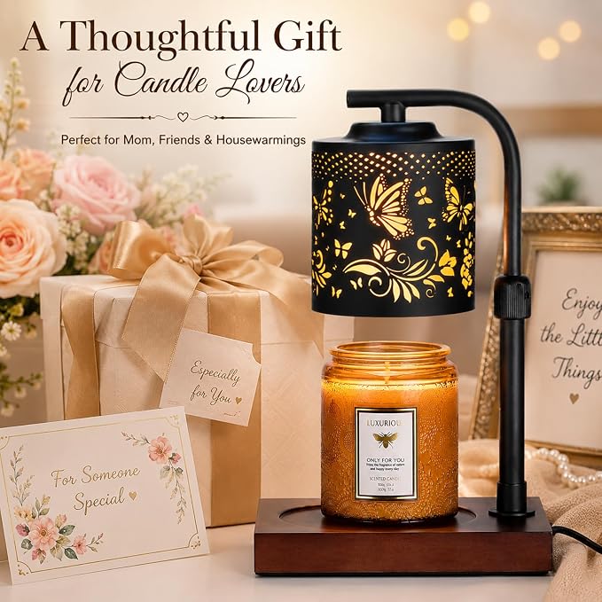 mocosa Candle Warmer Lamp with Adjustable Height Dimmable for New Home Decor Electric Candle Warmer for Jar Candles Birthday Gifts for Women Mom(05-Butterfly)