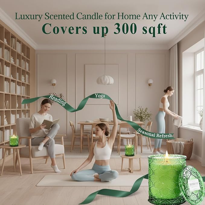 Sage & Eucalyptus Scented Jar Candle, Non Toxic Natural Soy Wax Home Fragrance Candles, Luxury Aromatherapy Candle for Cleansing & Relaxation, Stress Relief, Meditation, Yoga,Home Spa & Meditation