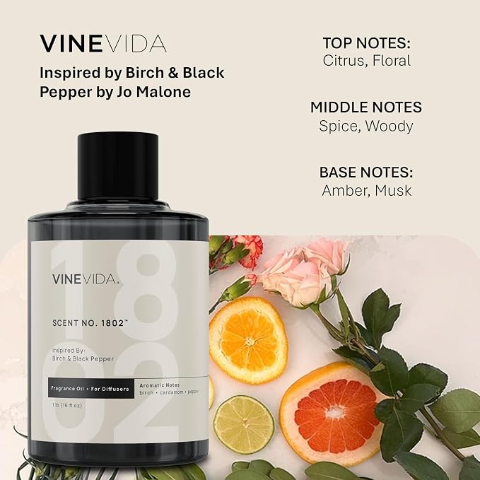 VINEVIDA [16 Oz] Inspired by: Birch & Black Pepper; Diffuser Oil Refill | Premium Scent Diffuser Oil for Home | Non-Toxic Fragrance