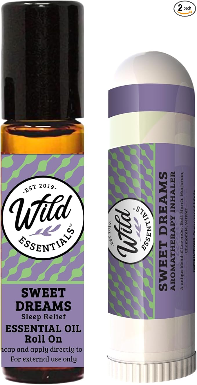 Wild Essentials Sweet Dreams Essential Oil 2-Pack – Roll-On & Aromatherapy Inhaler – Relaxation & Sleep Support, 100% Pure Therapeutic Grade, USA Made