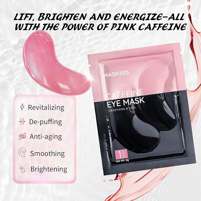 Maskiss Under Eye Patches (8 Pairs), Caffeine Eye Masks for Dark Circles Puffy Eyes Undereye Bags, Collagen Eye Patches for Wrinkles and Puffiness, Skin Care Gift for Her