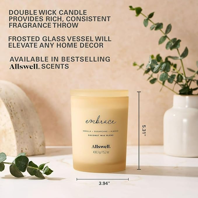 Frosted Scented 2 Wick Candles AW (Embrace (Vanilla + Sugarcane + Almond))