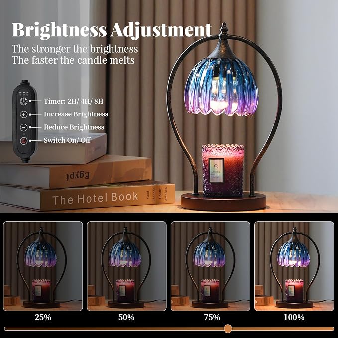 GOODBUY Timer Candle Warmer Lamp: Dimmable Candle Warmer Wax Melts Warmers for Jar Candles with 2 Bulbs, Birthday Gifts for Men Women, House Warming Gifts New Home Decor for Bedroom Living Room