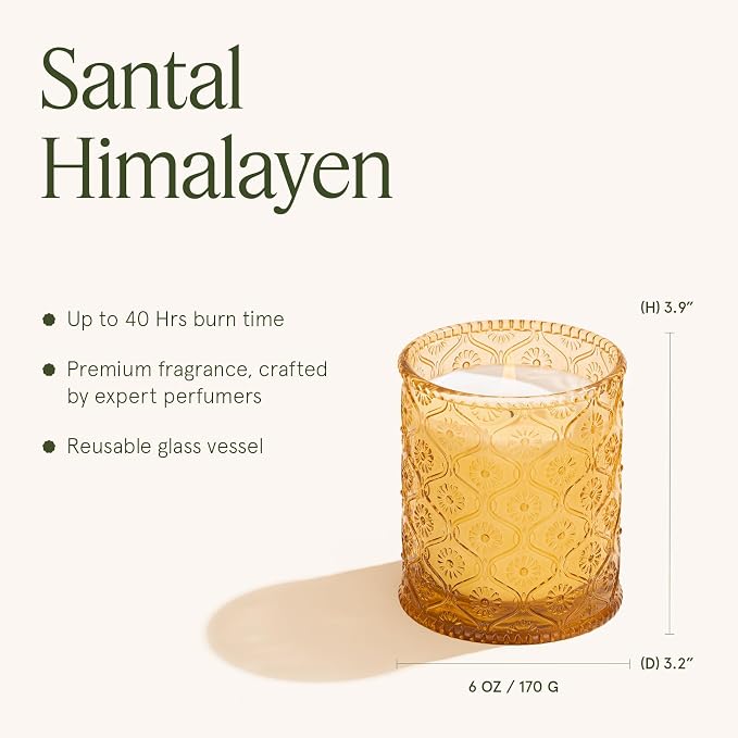 LA JOLIE MUSE Santal Himalayen Scented Candles for Home, Natural Soy 40 Hrs | Luxury Jar Candle, Clean Non Toxic, Gift for Women & Men, Decorative Candles for Candle Wamer,Pretty Candles,Sandalwood Amber