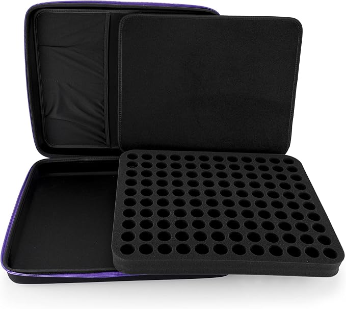 Hipiwe 120 Bottle EVA Essential Oil Storage Carrying Case Hard Shell Exterior Essential Oils Organizer Holder Traveling Bag with Foam Insert, Holds 5ml 10ml 15ml Essential Oils