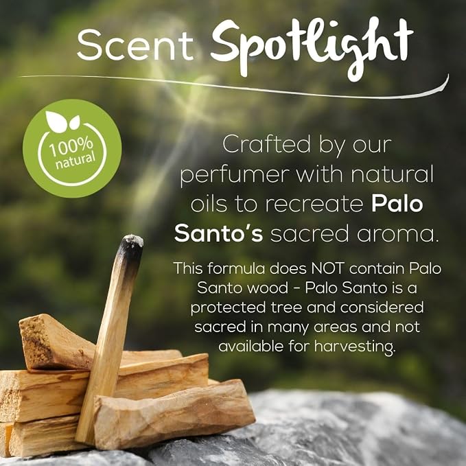 Scent Fill 100% Natural Palo Santo Plug in Air Freshener, Scented Oil Refills, 2 Refills + Diffuser