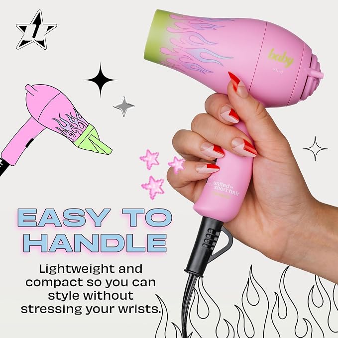 Travel Hair Dryer – Lightweight, Portable Dual Voltage Mini Blow Dryer for Women and Men with Foldable Handle, Nozzle and Diffuser | Works on Short and Long Hair