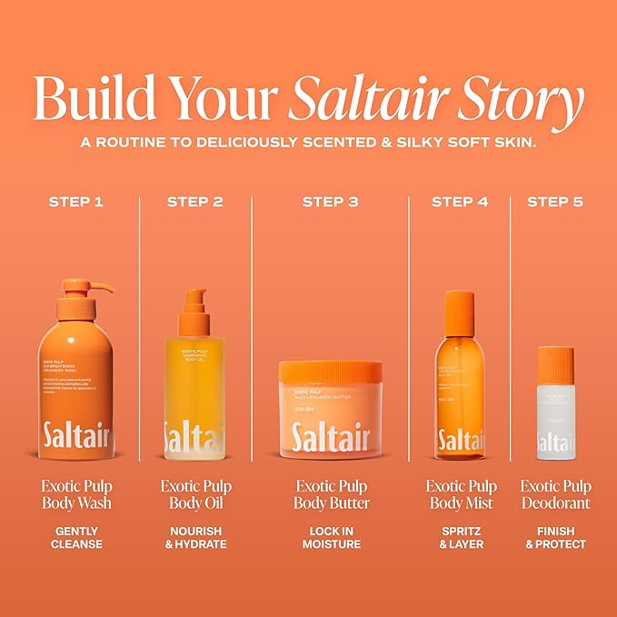 Saltair Serum Deodorant 2 Pack – 5% AHA – Aluminum-Free Odor Control for Women & Men – Mandelic Acid Deodorant with Lactic Acid – Exotic Pulp Scent – 2x 1.7oz Travel Roll On