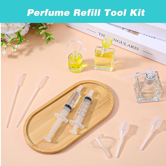 3 Set Perfume Refill Tool Kit Perfume Decanter Kit Dispenser with Adapter Tools Plastic Syringe Extractor for Liquid Cologne Fragrance Sample Essential Oils Travel Use
