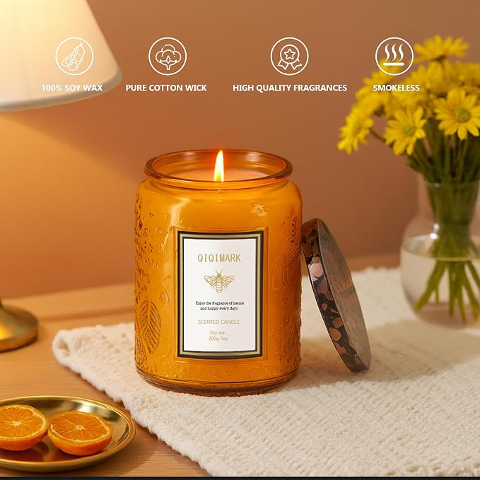Positive Energy Candle Gift for Women, 6 Pack Yellow Jar Scented Soy Candles, Home Fragrance Set for Happiness & Relaxation, Birthday Gifts, Cozy Room Decor Candle Set