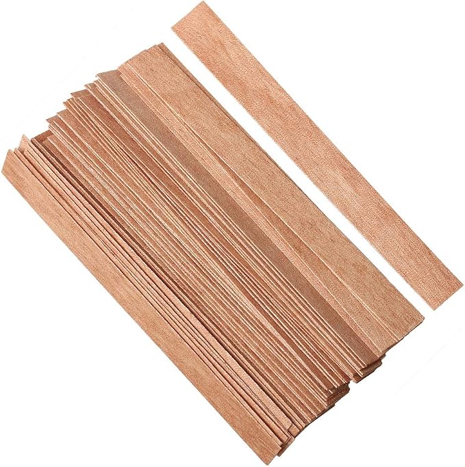 100 pcs Wooden Candle Wicks kit, Include 50 Pcs 5.1 X 0.5 Inch Candle Making Wicks and 50 Pcs Iron Stand Naturally Smokeless Wooden Candle Wicks Candle Cores for DIY Candle Making