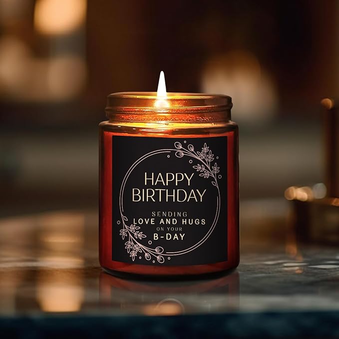 Birthday Gifts for Women Men - Sending Love Hugs Bday Candle for Her Him - 16th18th 21st 30th 40th 50th Happy Birthday Candle Gift for Sister Mom Wife Friends - Jasmine Relaxing Soy Spa Candle