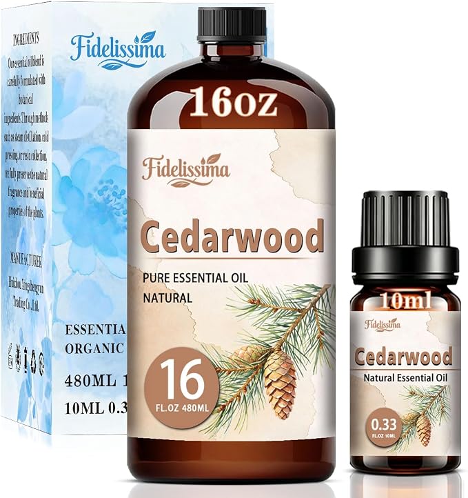 Fidelissima Natural Essential Oil Set,5 Scents Gift Kit –Cedarwood,Cinnamon,Cedarwood,Cherry Blossomm,Vanillaa,Fragrance Oil for Diffuser,Candle Soap Making,Personal Care with Glass Dropper