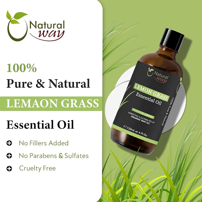 Essential Oil | Pure Aromatherapy Oil for Diffusers, Hair Growth, Skin, Scalp Care, Massage | Refreshing Hair Oil for Women & Men | Essential Oil for Diffuser (Lemongrass)