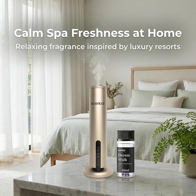 Scentia Dream Walk Hotel Scent Diffuser Oil – Luxury Fragrance Inspired by 5-Star Spa Resort – 50 mL – White Tea, Cedarwood & Amber Essential Oil Blend for Home, Office & Aromatherapy Diffusers