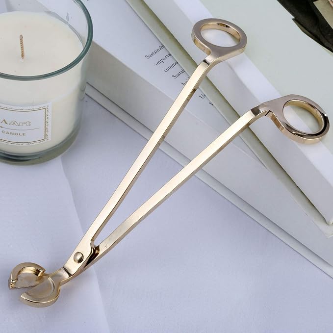 MUXSAM Candle Wick Trimmer, Wick Cutter, Steel Candle Scissor, Wick Clipper, Candle Shear Candle Care Tool for Scented Candle Lovers Gifts, Safely Remove Cut Wick Reduce Soot, Gold