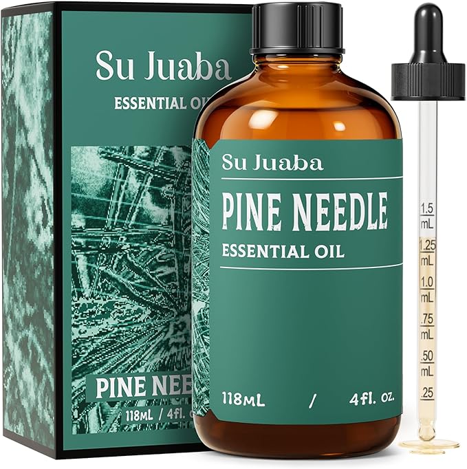 SU JUABA 4 Fl Oz Pine Needle Essential Oil, Aromatherapy Oil for Diffuser, Skin, Hair, Candle & Soap Making - 118ML