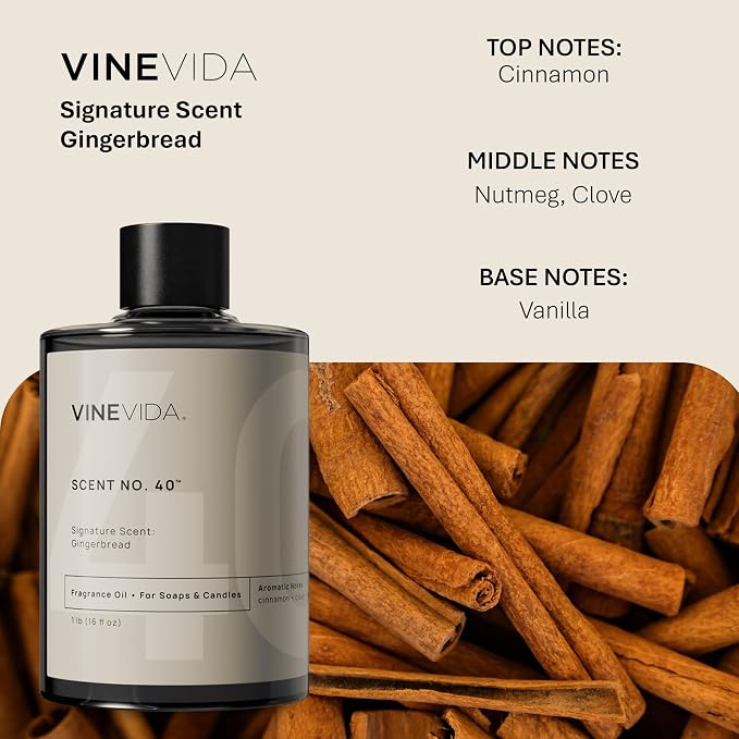 VINEVIDA [16oz] Gingerbread Fragrance Oil for Candle Making and Soap Making - Premium Candle Scents for Soy Candles
