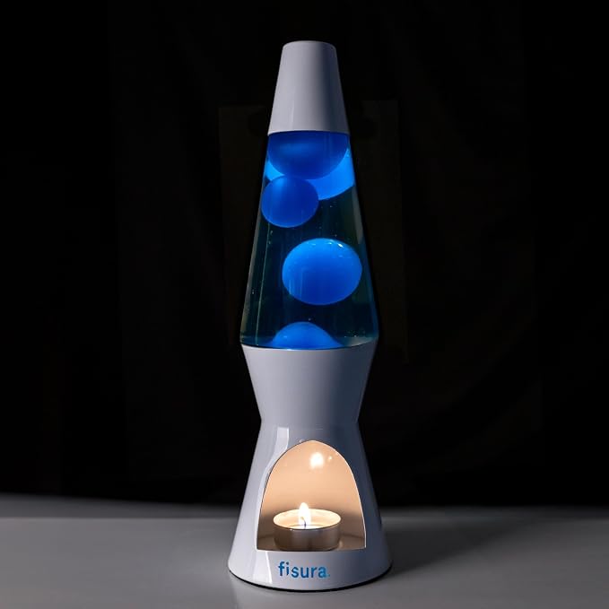 Fisura - Magma lamp with Candle for Adults Without Electricity. Candle lamp, Friendly with the Nature Lamps. Original Gift. 11.4 in x 3.3 in (Candles not Included) (Blue)