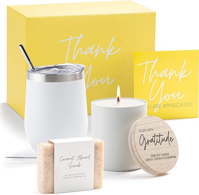 Boxzie Thank You Gifts for Women, Appreciation Gift Box Set, Gratitude Candle Basket - Thoughtful Boxes for Employee, Boss, Coworker, Hostess, Secretary, Teacher, Female Friend
