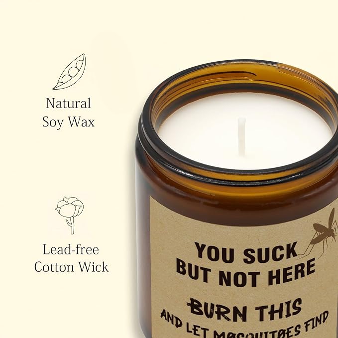 Citronella Candle for Indoor or Outdoor Use – Funny Citronella Candle for Patio, Camping & Gifts, Natural Soy Wax (7.2oz)