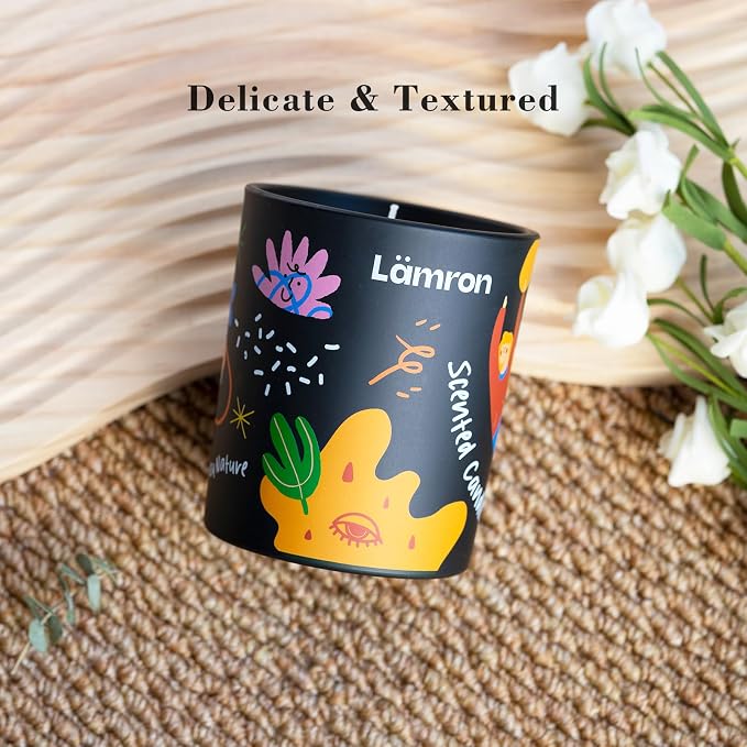 Lamron Scented Candle - Orange Blossom & White Musk (Labeled as Leather Tobacco), 7.1oz Coconut Wax, Fresh Clean Linen Aroma with Powdery Finish, Aesthetic Home Decor Gift
