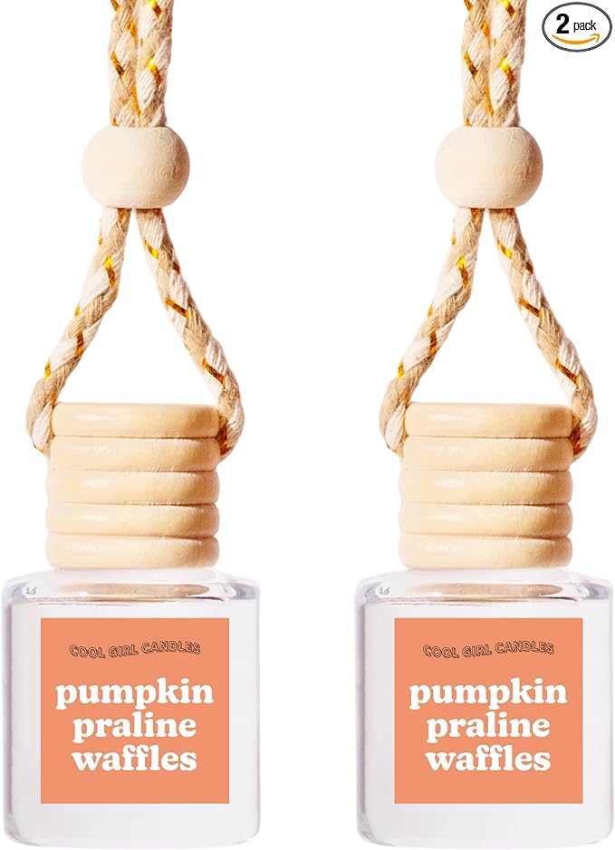COOLGIRLCANDLES Pumpkin Praline Waffles Car Hanging Fragrance Oil Diffuser Car Air Freshener for Essential Oils, Long Lasting Automobile Diffuser Bottle