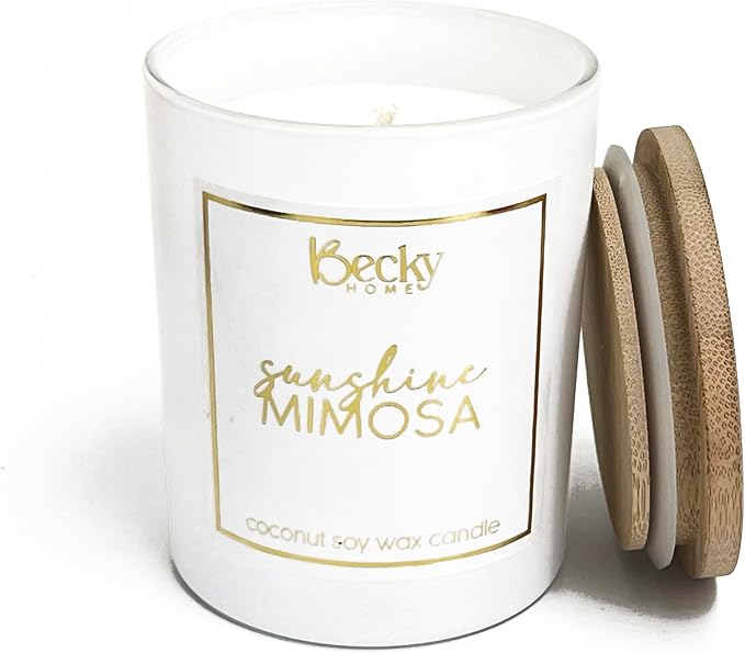 Sunshine Mimosa Candle | Orange Citrus Scented Candle | Natural Coconut Soy Candles | 8 Ounce Modern Luxury Home Decor Novelty Candle | Long Lasting Fragrance with 35 Hour Burn Time