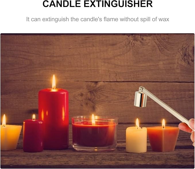Metal Candle Snuffer 6.69 Inch Ergonomic Candle Extinguisher with Straight Hood Design for Safe Flame Dousing and Wax Protection Accessory