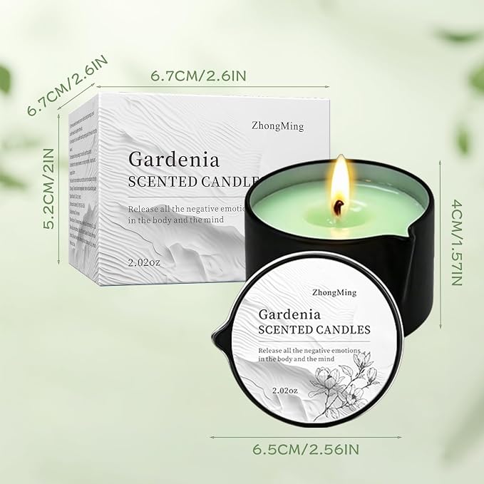 Natural Soy Wax Aromatherapy Candle for Home, Stress Relief & Relaxation, Long Lasting Fragrance Candle for Women & Men, 2.02 Oz (Gardenia)