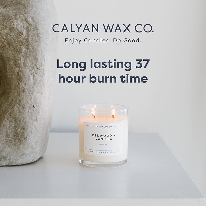 Calyan Wax Co. Seaside & Citrus 2 Wick Scented Candle - 37 Hour Burn - Luxury Clean Soy Wax Candles - Long Lasting Large Glass Jar Candle for Home - 8.8oz