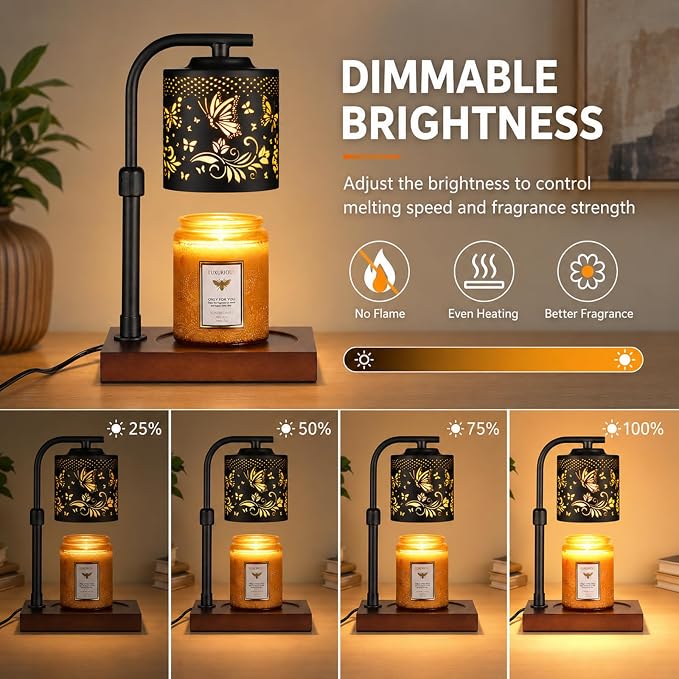 mocosa Candle Warmer Lamp with Adjustable Height Dimmable for New Home Decor Electric Candle Warmer for Jar Candles Birthday Gifts for Women Mom(05-Butterfly)