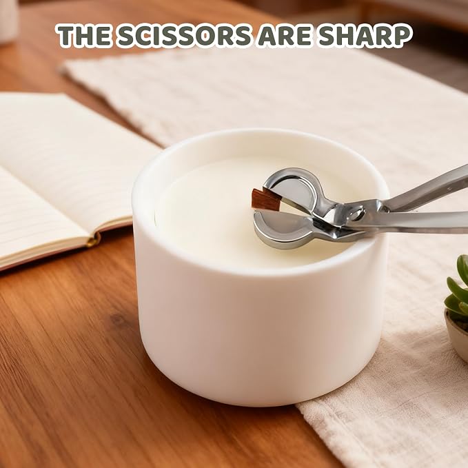 2 Pack Candle Wick Trimmer Set, Stainless Steel Candle Scissors and Wick Cutter Tools, Professional Wick Trimmer and Snuffer for Deep Jar Candles, for Family use and Gifts