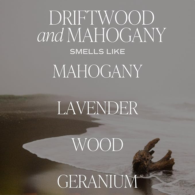 Sweet Water Decor Driftwood and Mahogany Candle - Mahogany, Lavender, Wood, and Geramium Scented Candle for Home - 9oz Amber Jar, 40 Hour Burn Time, Made in the USA